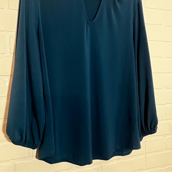 Adrianna Papell Womens Blouse Dark Blue Teal Work Top Like New Large - Picture 4 of 7